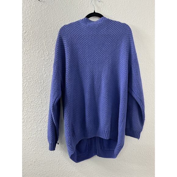 Vintage Worthington Blue ButtonUp Oversized VNeck Long Chunky Cardigan 3D Knit L - Picture 9 of 12